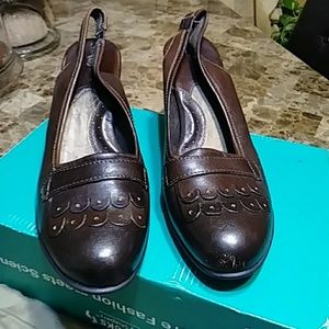 Brown Leather Born Sling backs Never worn
